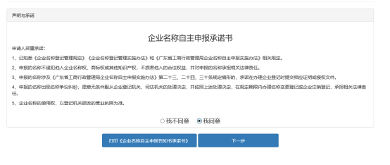 打印《企業(yè)名稱自主申報(bào)承諾書》