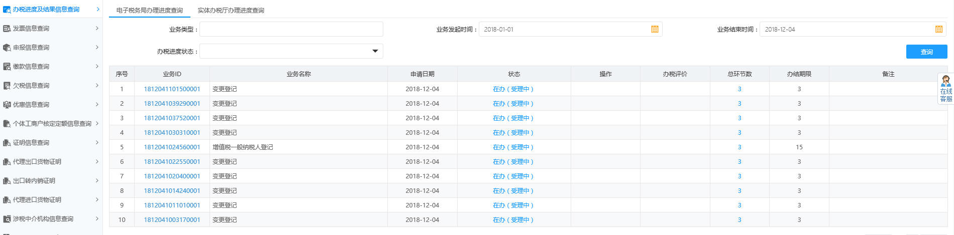 河南省電子稅務(wù)局辦稅進度及結(jié)果信息查詢