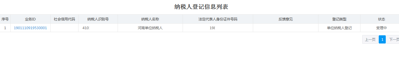 河南省電子稅務局納稅人登記信息表