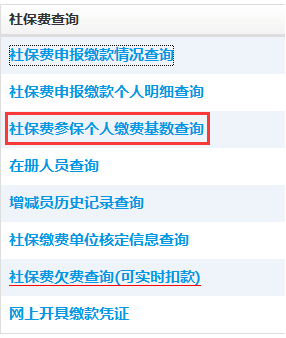 點(diǎn)擊社保費(fèi)參保個人繳費(fèi)基數(shù)查詢