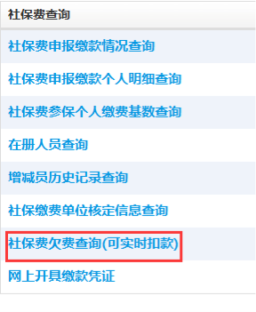 點(diǎn)擊社保費(fèi)欠費(fèi)查詢（可實(shí)時扣款）