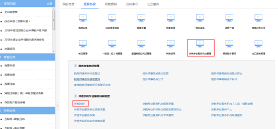 其他涉稅專業(yè)服務(wù)機構(gòu)管理菜單頁面