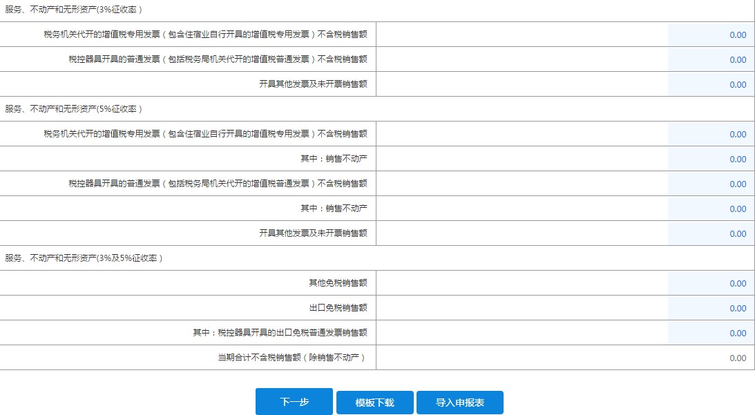 申報表填寫頁面顯示貨物及勞務和服務