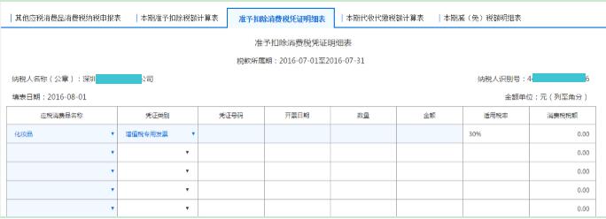 填寫【準(zhǔn)予扣除消費稅憑證明細表】