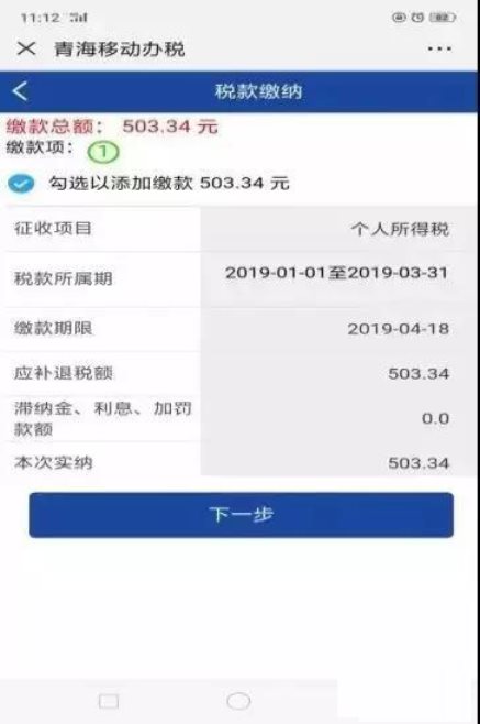 核實繳款征收項目信息及金額