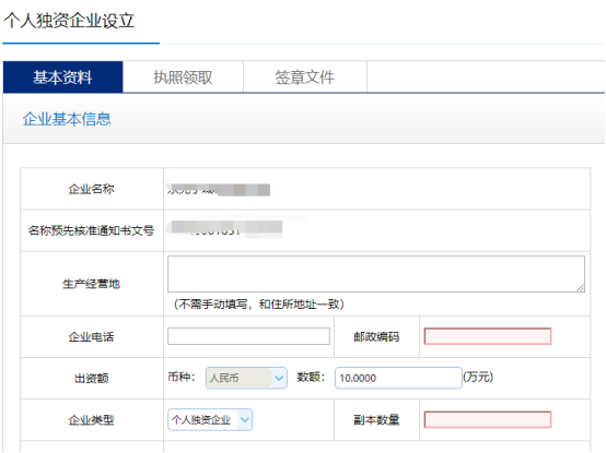 準確錄入個人獨資公司基本信息