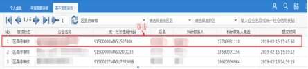 雙擊某一行企業(yè)進(jìn)入審核詳情頁