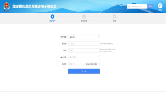 湖北省電子稅務局注冊填寫界面