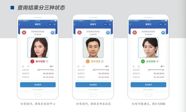 北京“健康寶”以紅、黃、綠三種顏色區(qū)分不同健康風(fēng)險人群