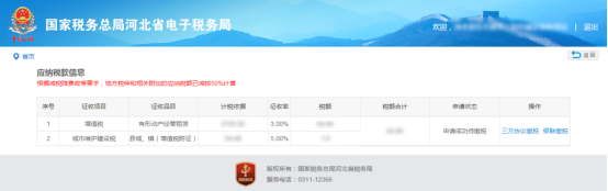 應(yīng)納稅款信息頁面
